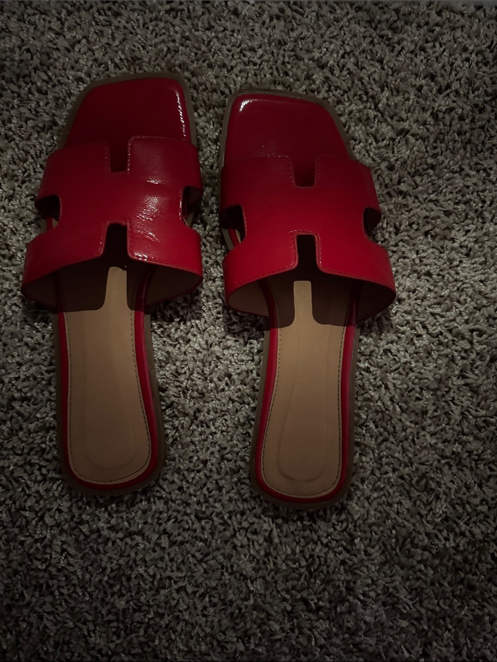Unlisted Red Patent Slide Sandals